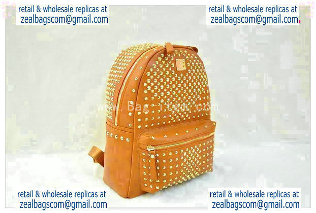 High Quality Replica MCM Stark Backpack in Camel Grainy Leather - Click Image to Close